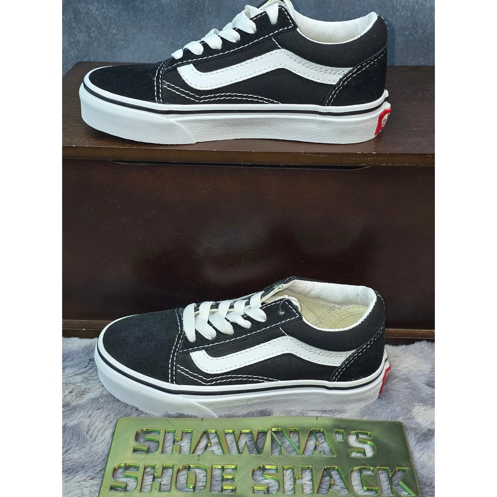 New Vans Old Skool Black White Suede Canvas Sneakers Kids Size 11.5